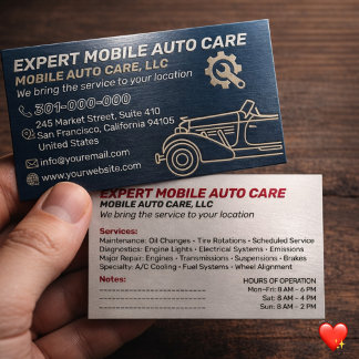 Carte De Visite Mechani Service Auto Repair & Car AC Specialist 15