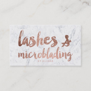Carte De Visite Mèches microblading le marbre rose de manuscrit
