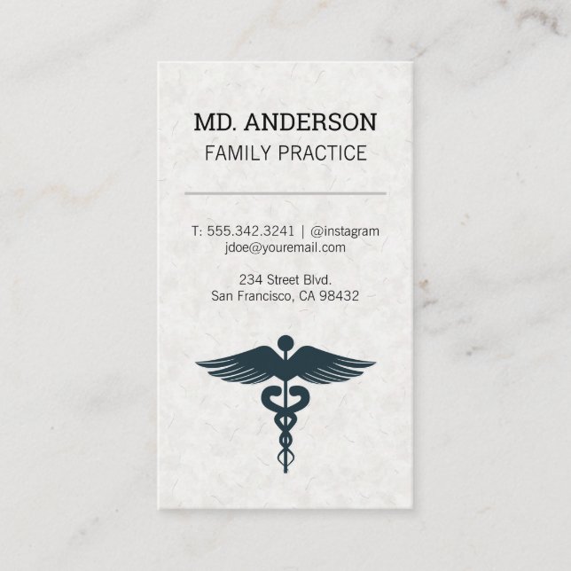 Carte De Visite Médecin de famille | Pratique MD | Symbole Médical (Devant)