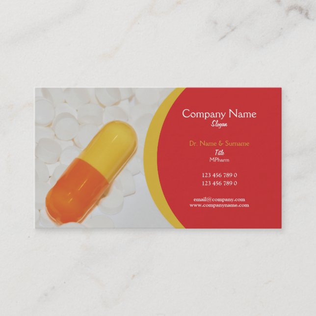 Carte De Visite Médecin praticien de comprimés pharmaceutiques (Devant)