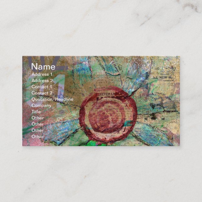 Carte De Visite Médias mixtes et fleurs numériques (Devant)