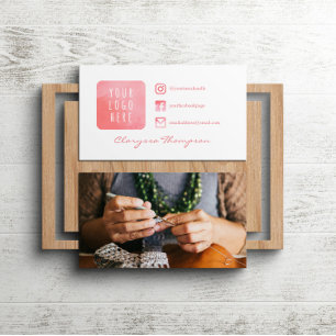 Carte De Visite Médias roses de Social de logo et de photo