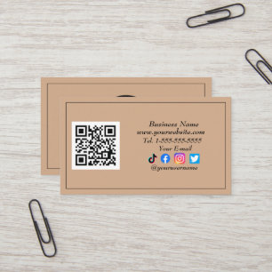 Carte De Visite Médias sociaux Code QR Logo Black Influencer Kraft