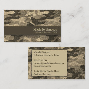Carte De Visite Médias sociaux Femme militaire Camouflage Parties 