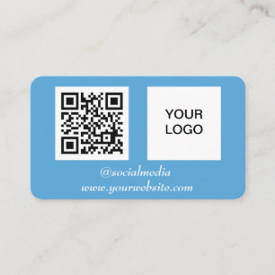 Carte De Visite Médias sociaux QR Code bleu Professionnel Moderne