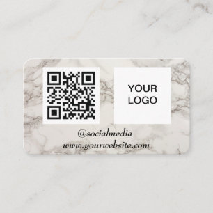 Carte De Visite Médias sociaux QR Code Marbre Moderne Logo d'entre