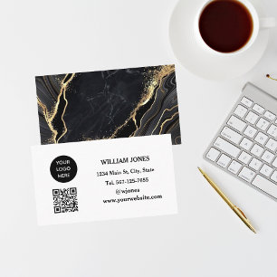 Carte De Visite Médias sociaux QR Code Scannable Black Luxe