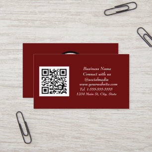 Carte De Visite Médias sociaux QR Code scanner Bourgogne Maroon