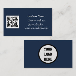 Carte De Visite Médias sociaux QR Code scanner Marine Bleu