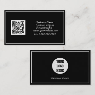 Carte De Visite Médias sociaux QR Code scanner noir professionnel