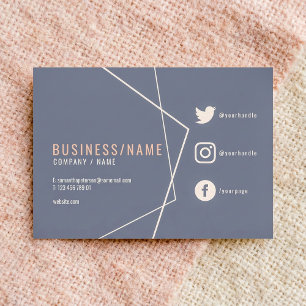 Carte De Visite Médias sociaux rustiques bleu et rose