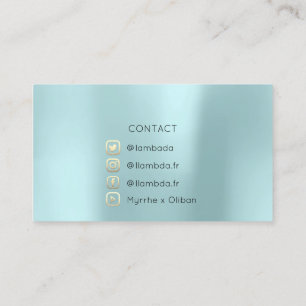Carte De Visite Médias sociaux TwitterYouTubeInstagraFaceFB Aqua