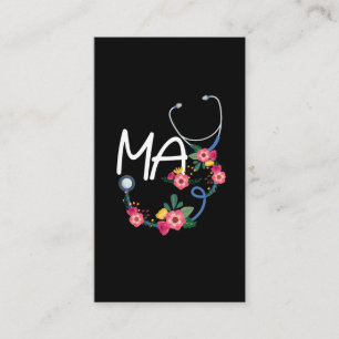 Carte De Visite Médicale assistant Stethoscope Floral Wreath
