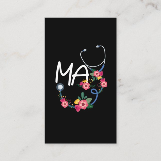 Carte De Visite Médicale assistant Stethoscope Floral Wreath (Devant)