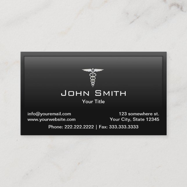Carte De Visite Médicale Care Professional Black encadré (Devant)