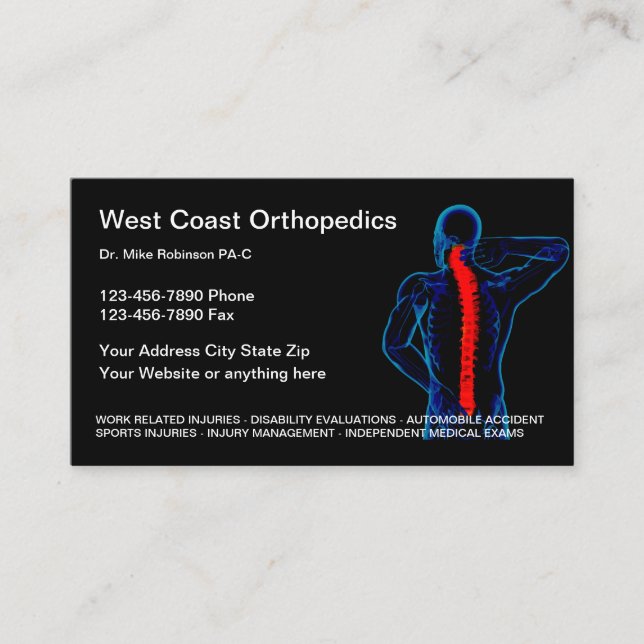 Carte de visite Médicale Orthopédien (Devant)