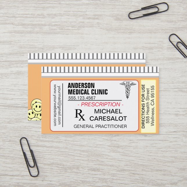 Carte de visite Médicale pour ordonnance mémorable (Devant/Arrière en situation)