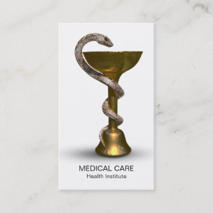 Carte De Visite Médicale Snake Bowl Hygieia Bronze Blanc Caduceus