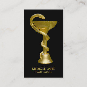 Carte De Visite Médicale Snake Bowl Hygieia Classy Gold Caduceus