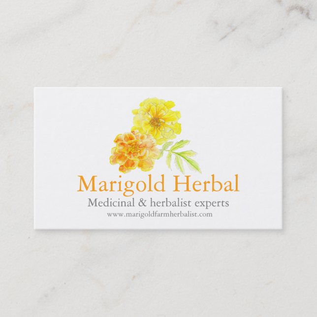 Carte de visite médicinal des herboristes Marigold (Devant)