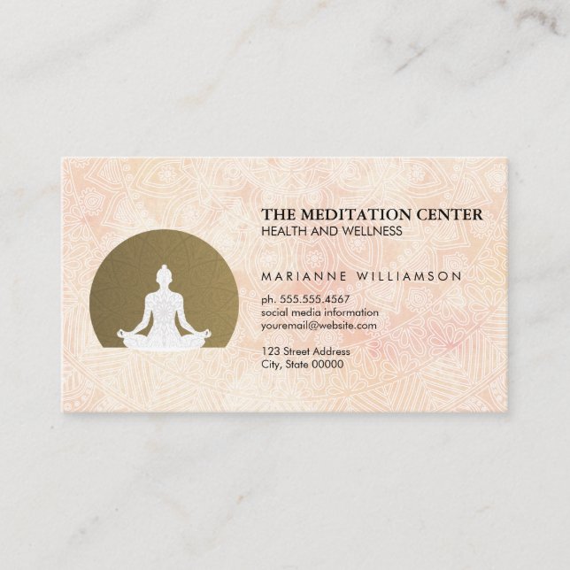Carte De Visite Méditation assise Conception tribale (Devant)