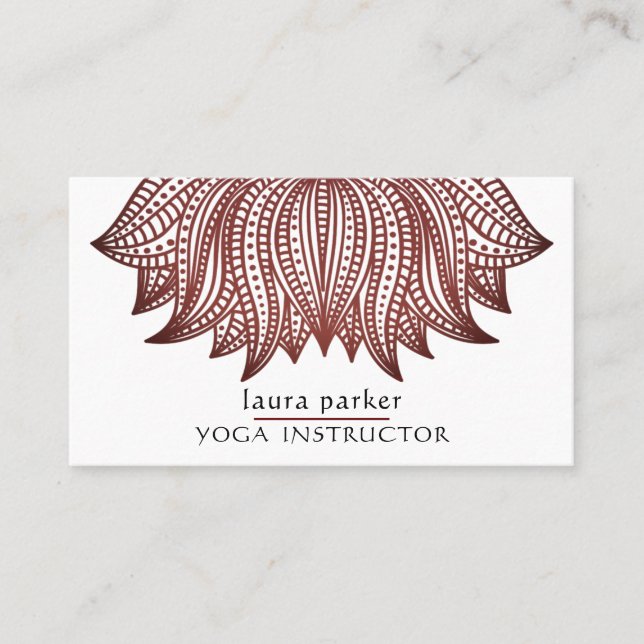 Carte De Visite Méditation de l'entraîneur Brown Lotus Mandala Yog (Devant)