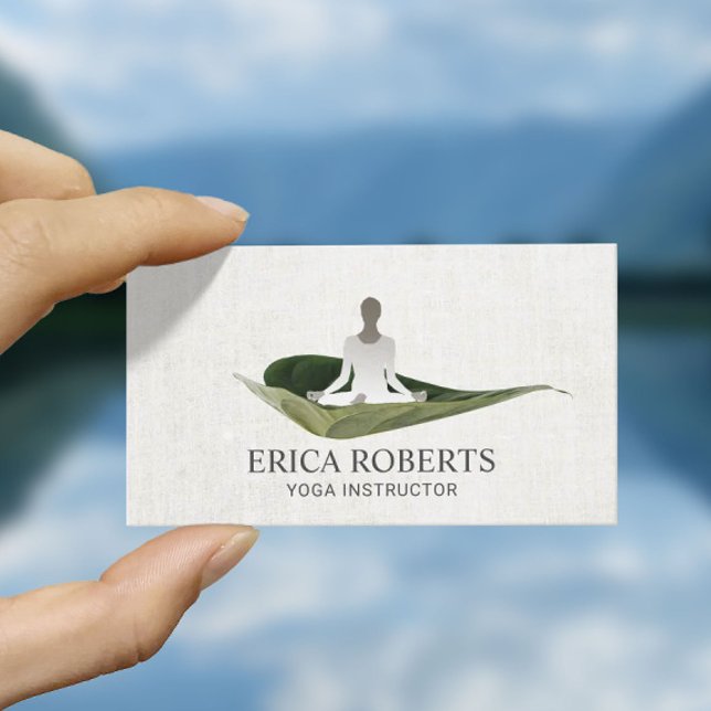 Carte De Visite Méditation de l'instructeur de yoga Zen Foliage Re (Créateur téléchargé)