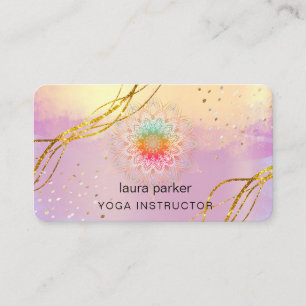 Carte De Visite Méditation de Mandala Boho violet Yoga holistique