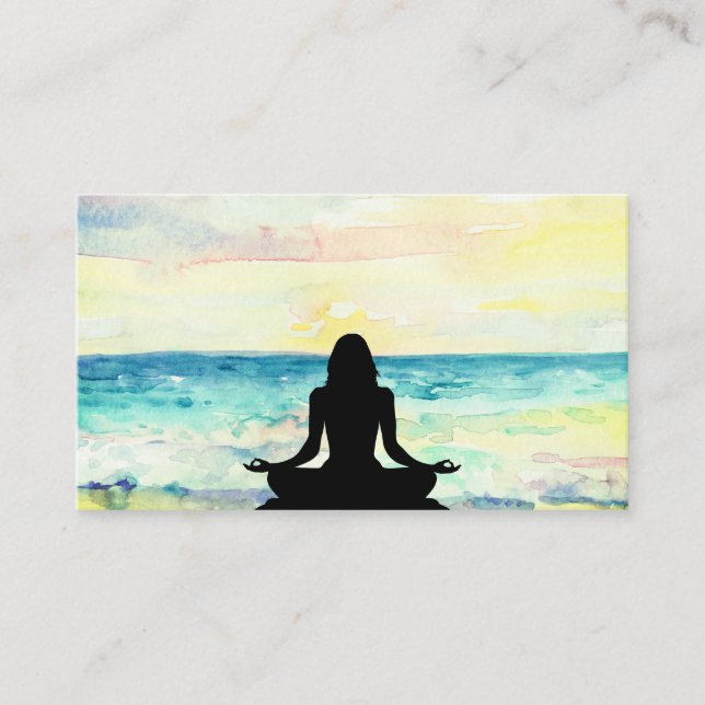 Carte De Visite Méditation de Mindfulness de mer de lever de (Devant)