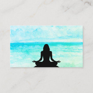 Carte De Visite Méditation de Mindfulness de plage d'océan de yo