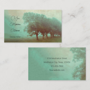 Carte De Visite Méditation des arbres de la forêt verte vintage
