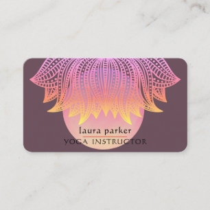 Carte De Visite Méditation du formateur de Yoga Lotus Mandala rose