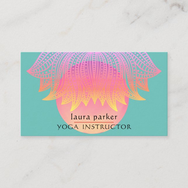 Carte De Visite Méditation du formateur de Yoga Lotus Mandala rose (Devant)