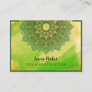 Carte De Visite Méditation du Mandala Lotus vert Yoga holistique