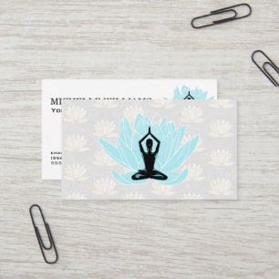 Carte De Visite Méditation du yoga   Motif à fleurs de Lotus Bleu