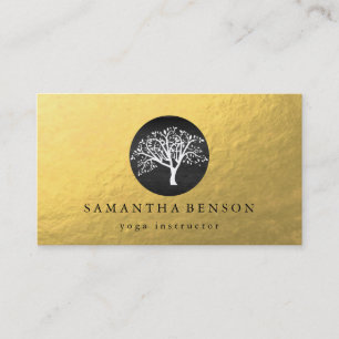 Carte De Visite Méditation élégante de yoga d'arbre d'aquarelle de