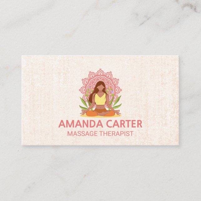 Carte De Visite Méditation Icône Mandala | Arrière - plan texture (Devant)