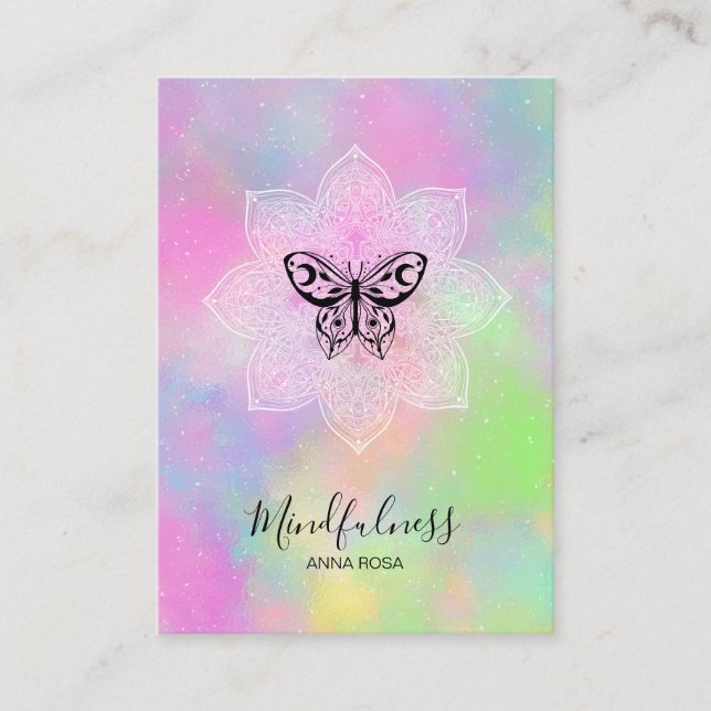 Carte De Visite *~* Méditation Mindfult Yoga Mandala Papillon (Devant)