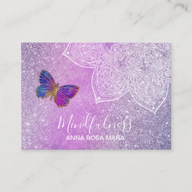 Carte De Visite *~* Méditation Reiki Mandala Butterfly Parties sci (Devant)