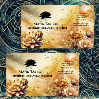 Carte De Visite Méditation Spirituel Yoga Enseignant Gold Lotus Lo