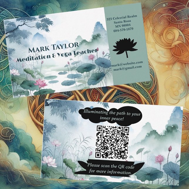 Carte De Visite Méditation Spirituelle Yoga Professeur Professionn (Meditation Spiritual Yoga Teacher Professional Business Card)