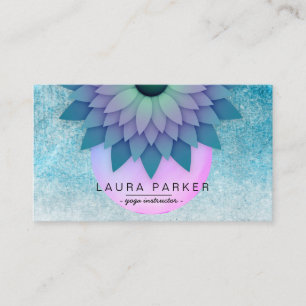 Carte De Visite Méditation Turquoise violette Yoga à fleurs de l