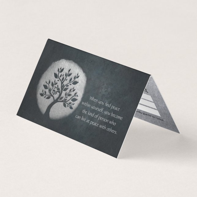 Carte De Visite Méditation Yoga Instructeur Arbre Argent Tarificat (Devant)