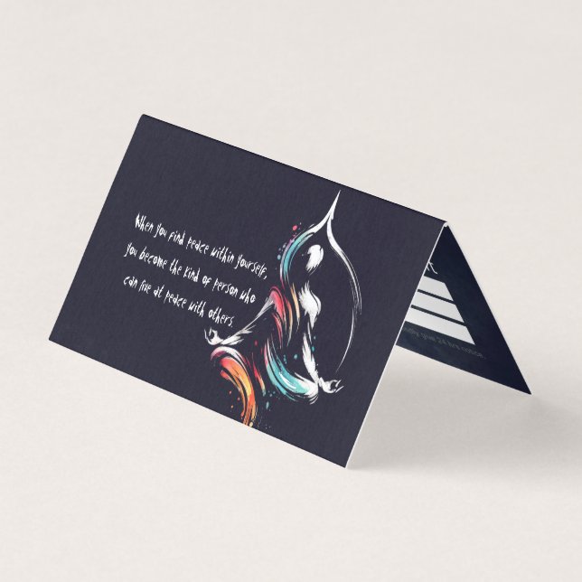 Carte De Visite Méditation Yoga Instructeur Lotus Pose Brush Strok (Devant)