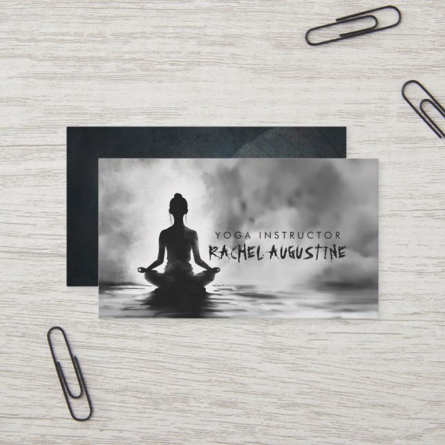 Carte De Visite Méditation Yoga Instructeur Lotus Pose Peinture à  (Devant/Arrière en situation)