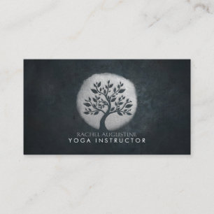 Carte De Visite Méditation Yoga Instructeur Reiki Arbre Noir Argen