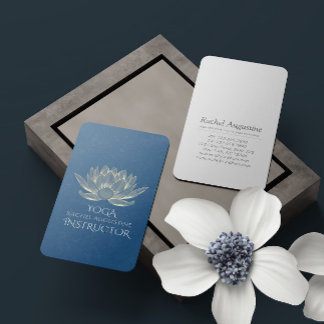 Carte De Visite Méditation YOGA Reiki Instructeur Blue & Gold Lotu