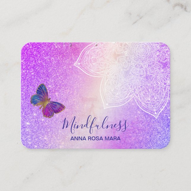 Carte De Visite *~* Méditation Yoga Reiki. Mandala papillon (Devant)