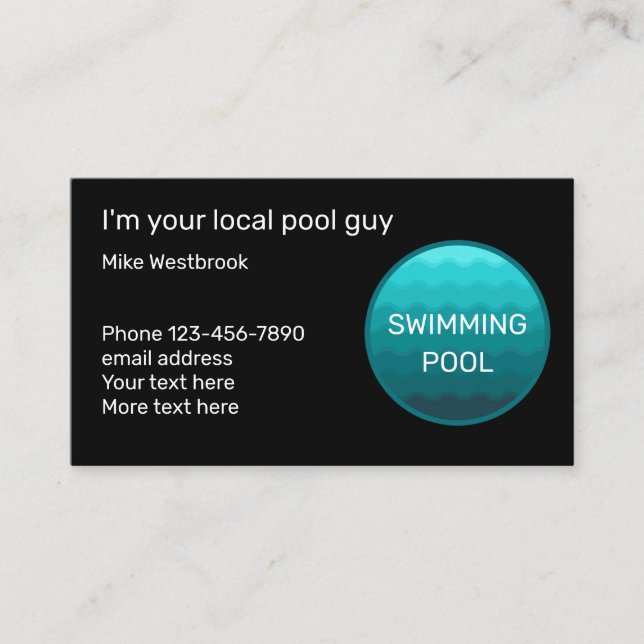 Carte De Visite Meilleur service de piscine unique (Devant)