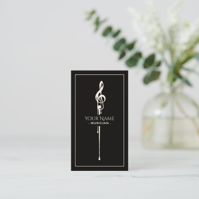 Carte De Visite Mélange blanc Arbre Clé Noir (Debout devant)